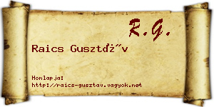 Raics Gusztáv névjegykártya