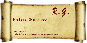 Raics Gusztáv névjegykártya